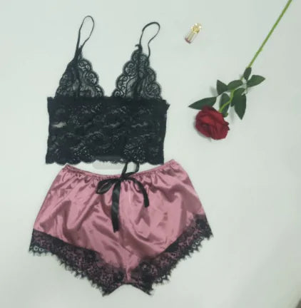 Lace Satin Sleepwear Set